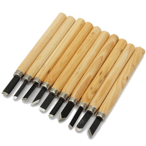 Woodcarving Chisel Set 10pc High Carbon Steel + Wood Handle - ProCraft Model X